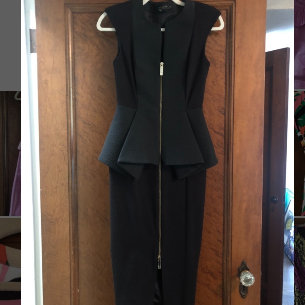 Ted Baker, peplum black dress, size 0